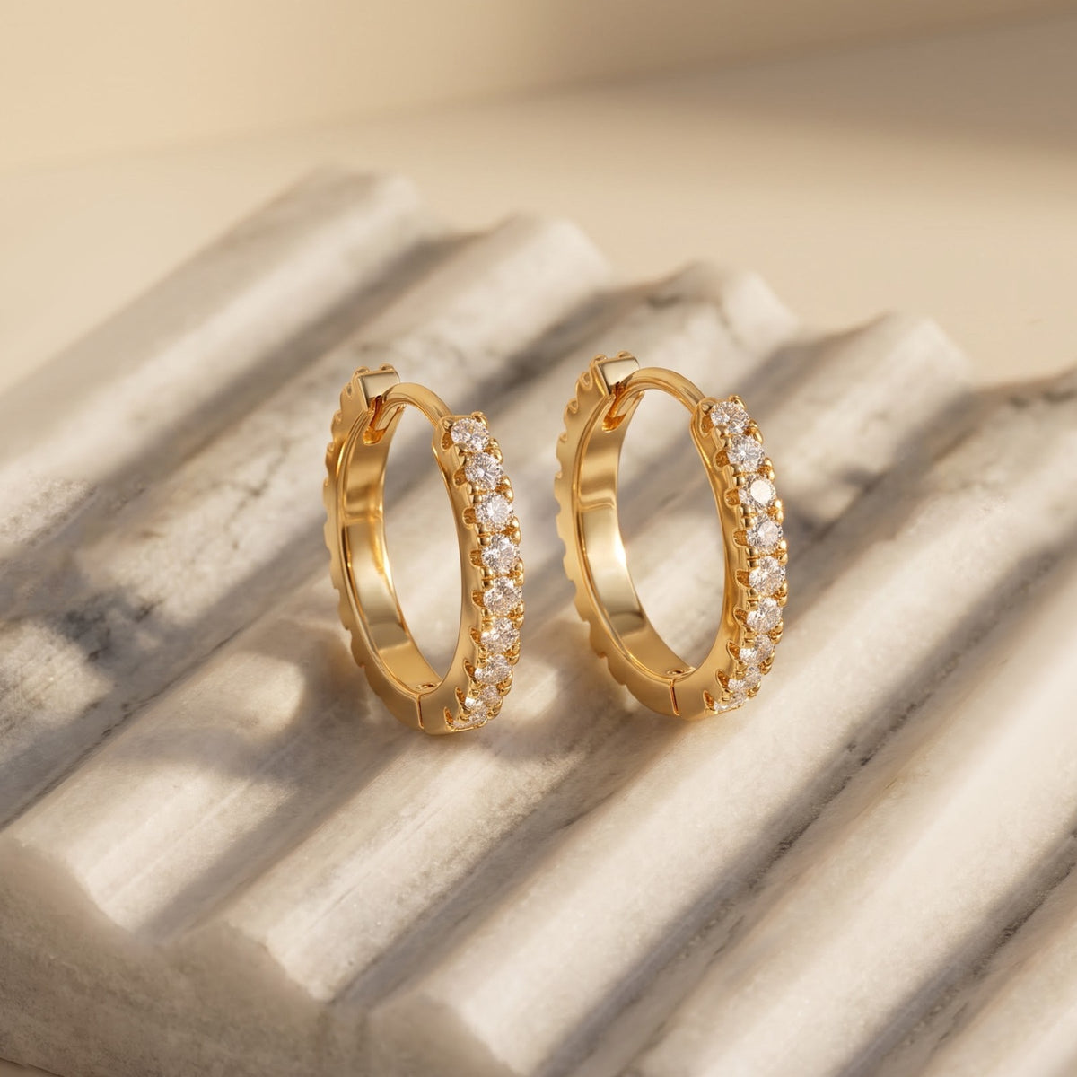 Earrings Crystal Gold 16mm